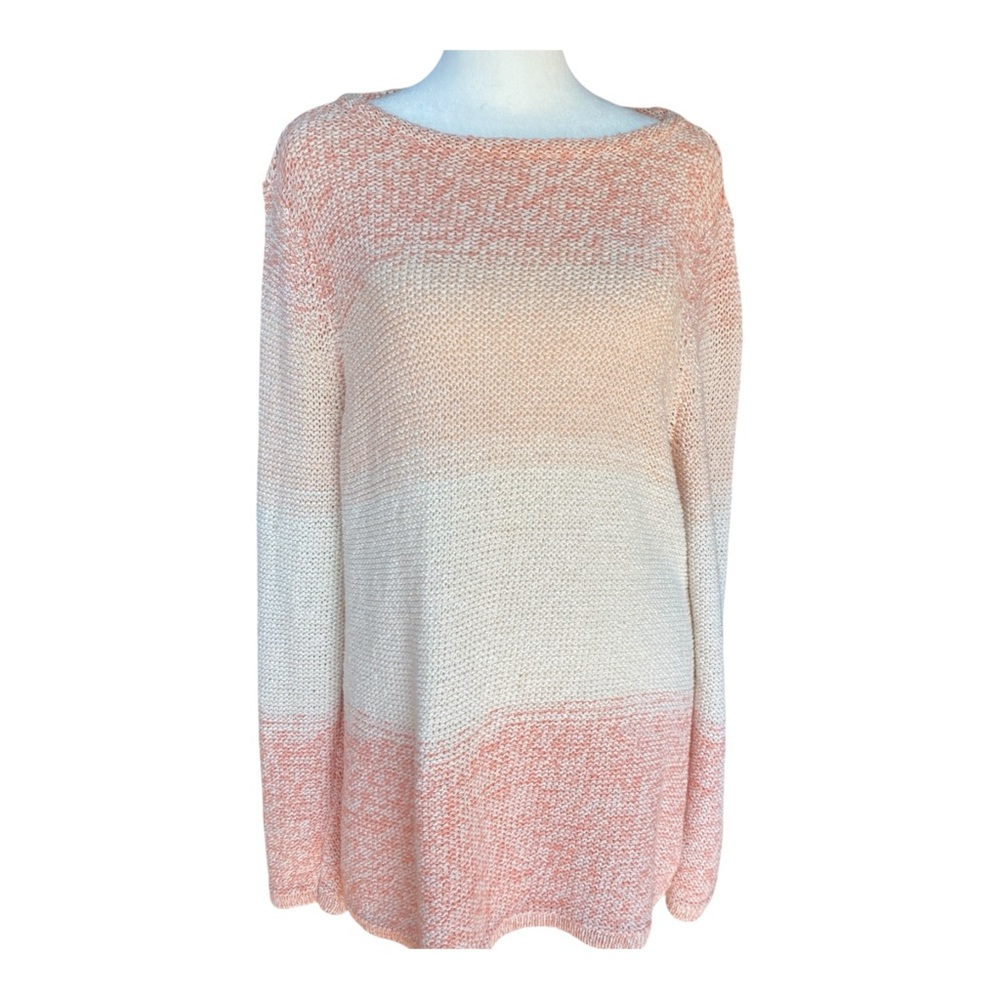 NEW $89 Chico’s Shimmery Pullover Sweater Gingered Metallic Peach Sparkle Sz 2